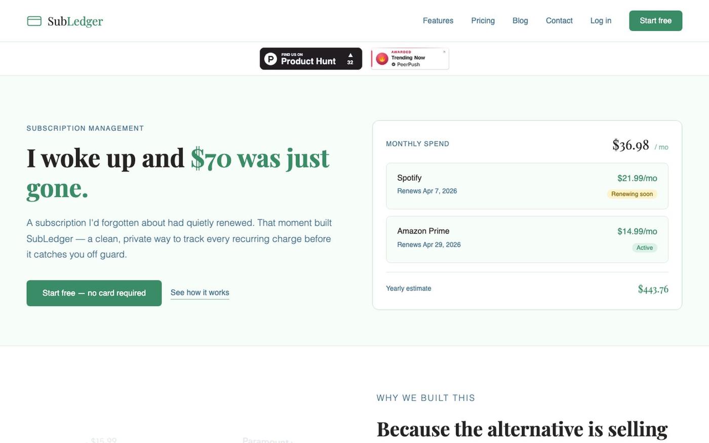 SubLedger - Privacy-first Subscription Tracker — screenshot