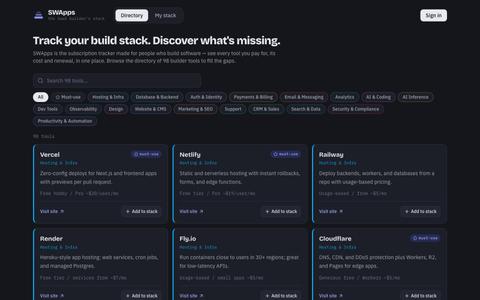 SWApps — the SaaS builder's stack — screenshot