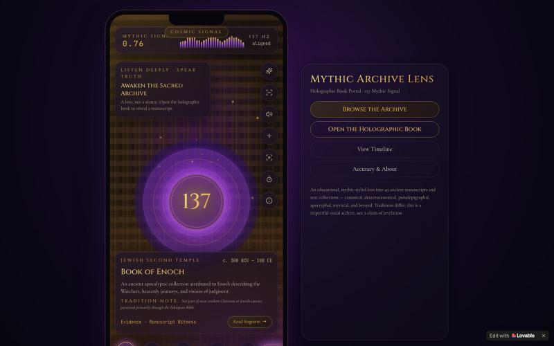 Mythic Archive Lens — Holographic Book Portal — screenshot