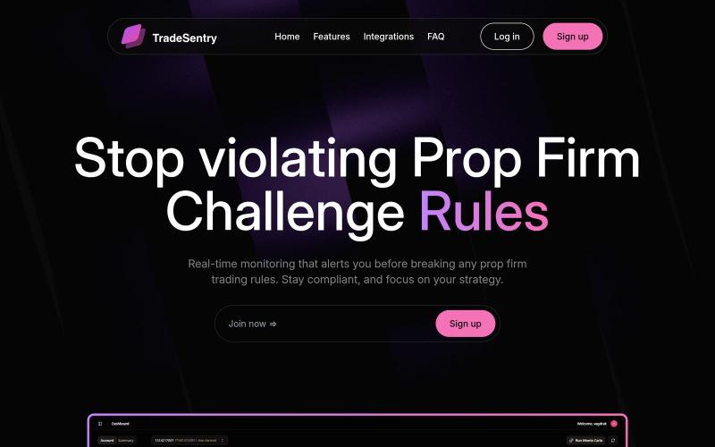 Prop Trading Assistant | Real-Time Compliance Monitoring for Prop Firms — screenshot