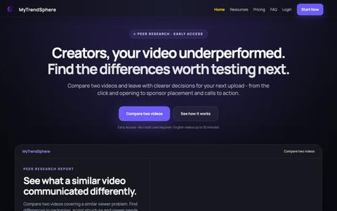 Compare YouTube Videos Side by Side | MyTrendSphere — screenshot