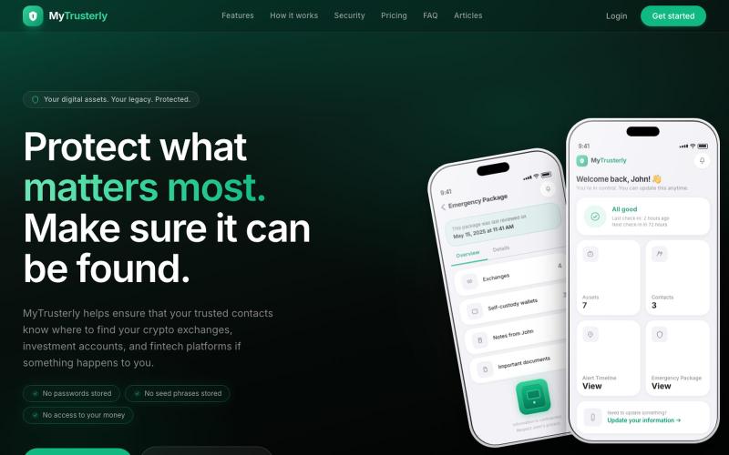 MyTrusterly | Digital Asset Emergency Planning Platform — screenshot