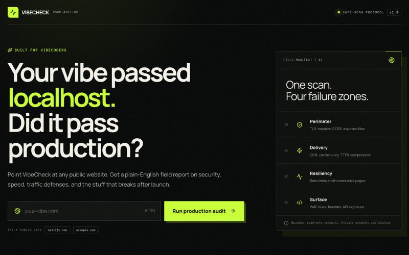 VibeCheck — Production Readiness Auditor — screenshot
