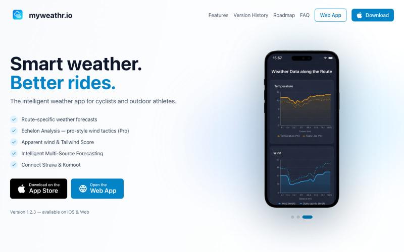 myweathr.io — Smart Weather & Echelon Analysis for Cyclists — screenshot