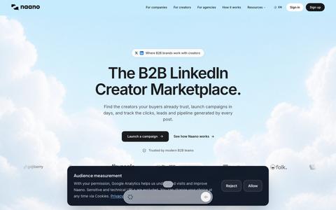 Naano: B2B LinkedIn Creator Marketplace — screenshot