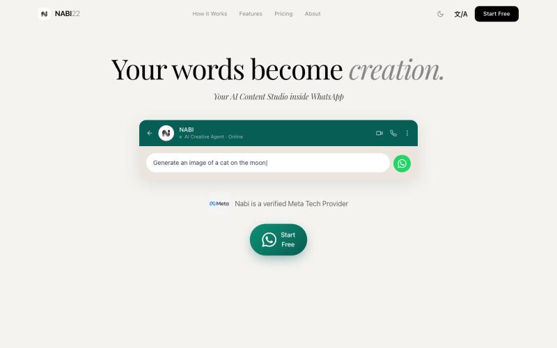 NABI — Autonomous Creative Agent on WhatsApp | NABI22 — screenshot