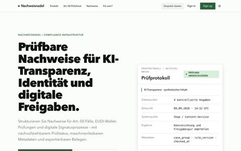 Prüfbare Nachweise für Compliance-Prozesse · Nachweisnadel — screenshot