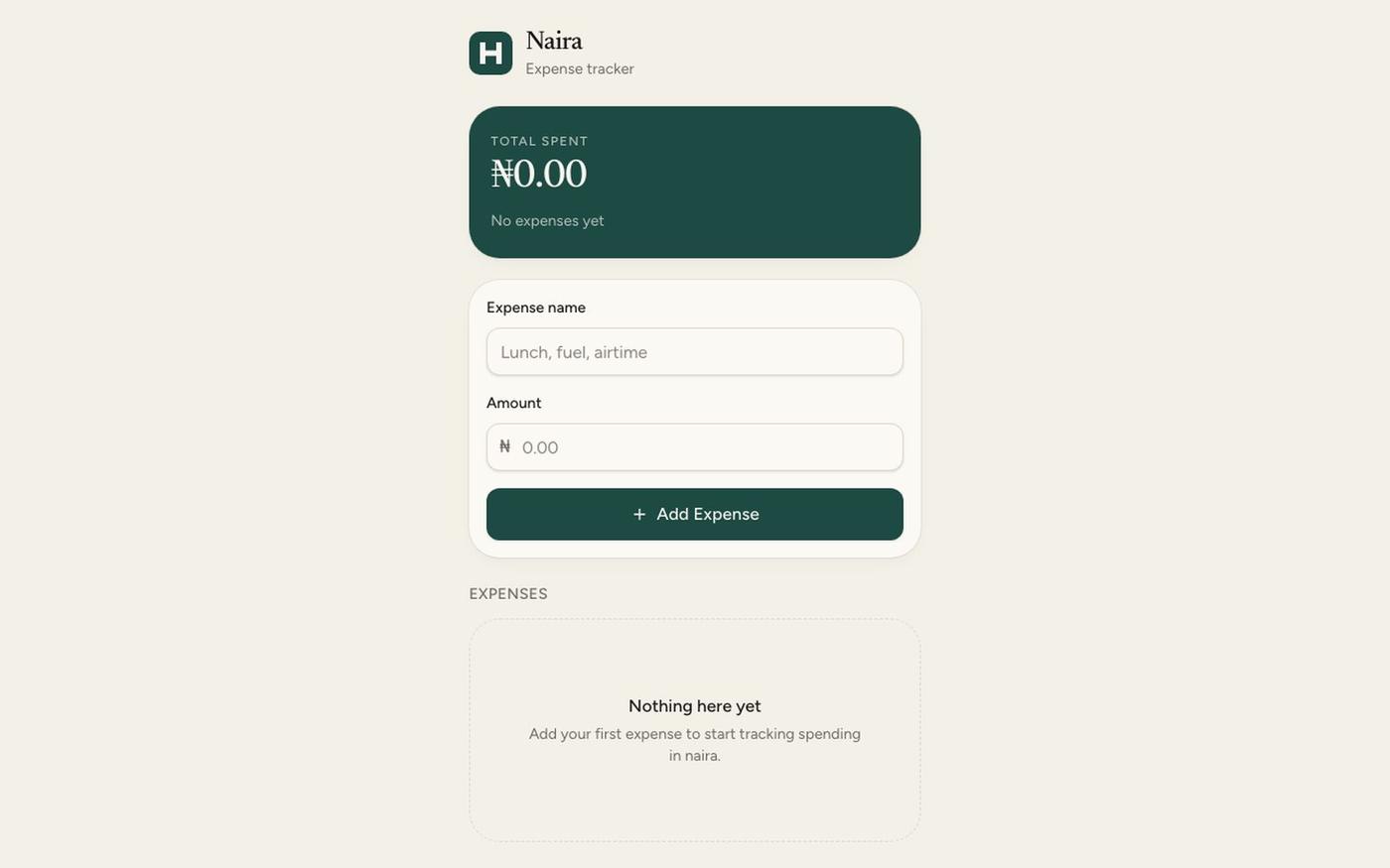 Naira — screenshot