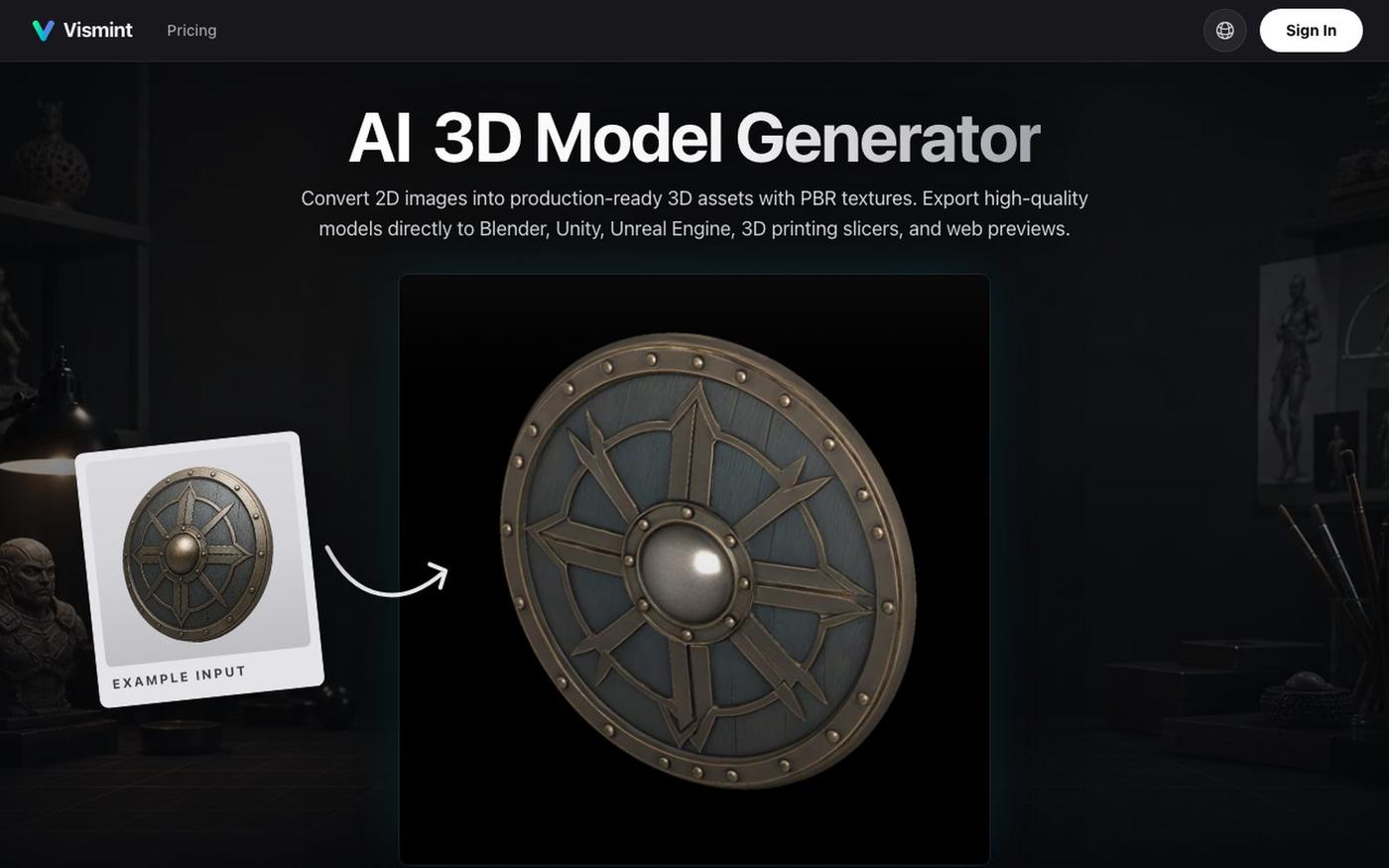 AI 3D Model Generator | Vismint — screenshot