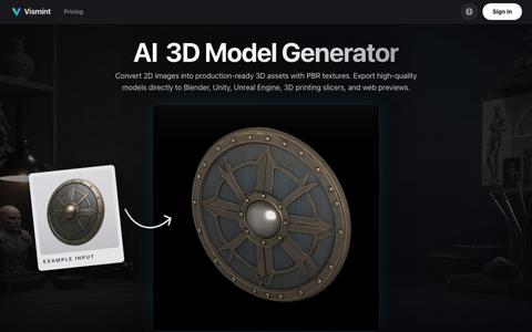 AI 3D Model Generator | Vismint — screenshot