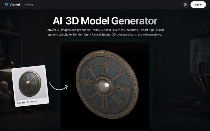 AI 3D Model Generator | Vismint — screenshot