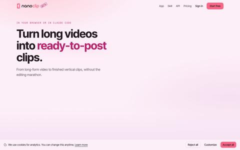 NanoClip — Turn Long Videos into Ready-to-Post Clips — screenshot