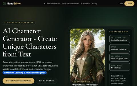AI Character Generator Online for OCs, Games, and RPG Art — screenshot