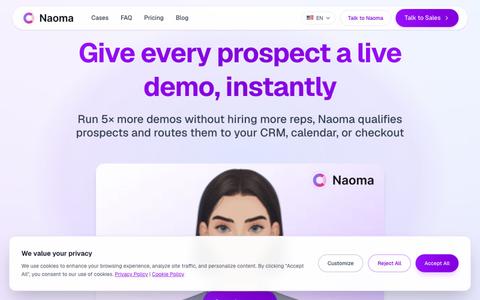 Naoma AI - AI Video Sales Agent | Automate Product Demos 24/7 — screenshot
