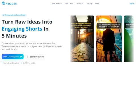 Narasi AI - Turn raw ideas into engaging shorts in 5 minutes — screenshot