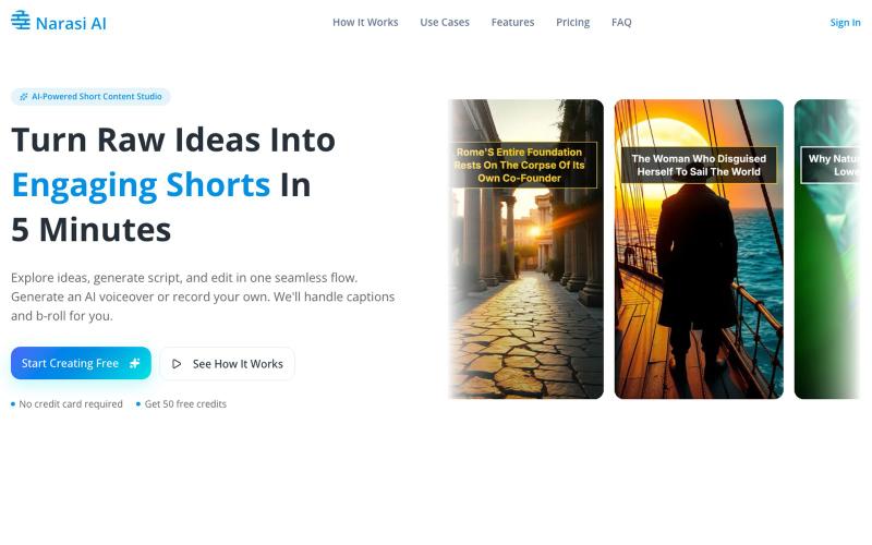 Narasi AI - Turn raw ideas into engaging shorts in 5 minutes — screenshot