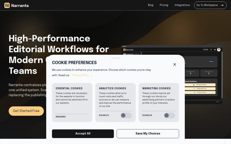 Narranta | Editorial Workflow & Content Approval Software for Teams — screenshot