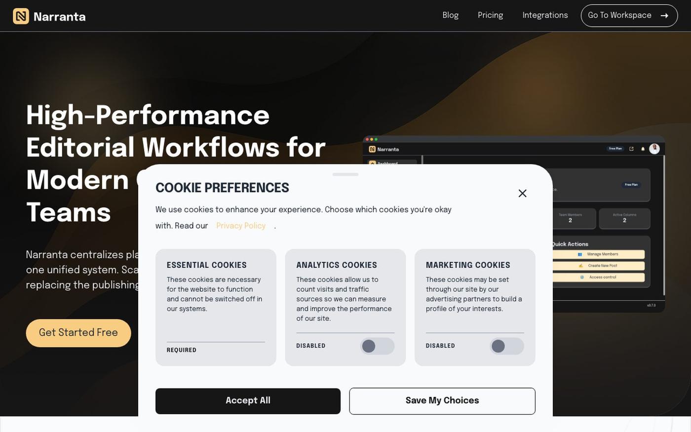 Narranta | Editorial Workflow & Content Approval Software for Teams — screenshot