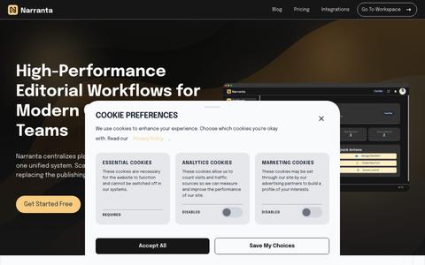 Narranta | Editorial Workflow & Content Approval Software for Teams — screenshot