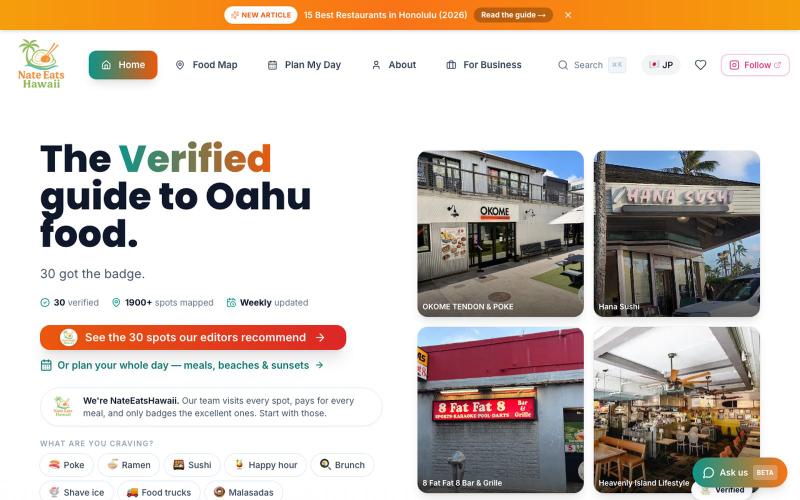 NateEatsHawaii: Oahu Food Guide by a Local (2026) — screenshot