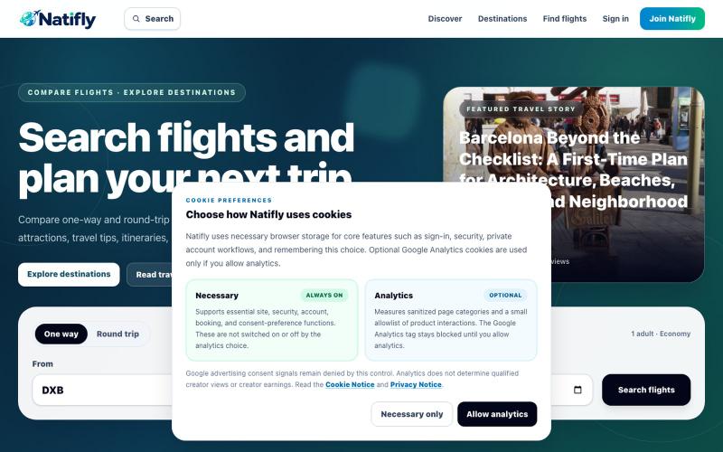 Compare Flights, Explore Destinations & Connect with Travelers — screenshot