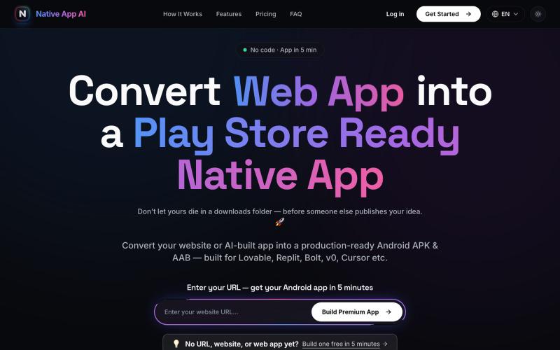 Website to App — AI App Builder for Android (Free) — screenshot