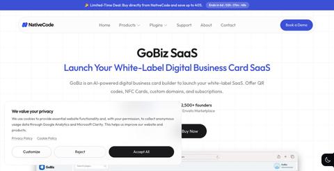 Launch Your White-Label Digital Business Card Platform | GoBiz SaaS — screenshot