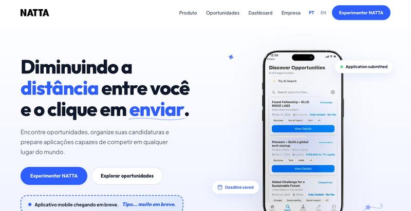 NATTA — Encontre oportunidades e conquiste candidaturas globais — screenshot