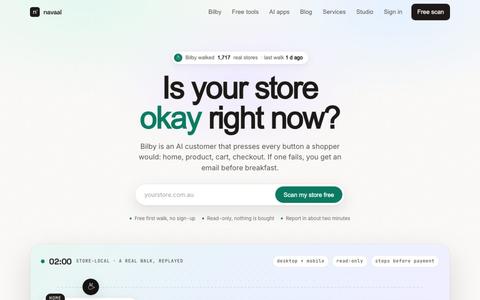 Navaal AI — Is your store okay? Free AI store scan & nightly monitoring — screenshot