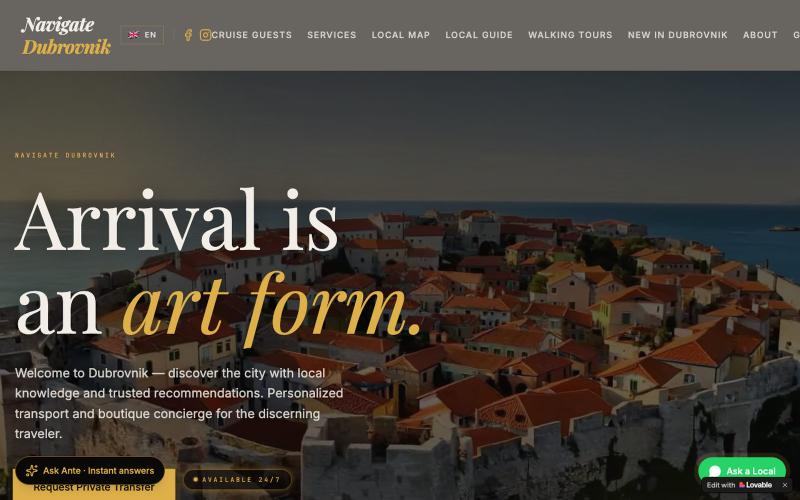 Navigate Dubrovnik – Premium Private Transfers & Tours — screenshot