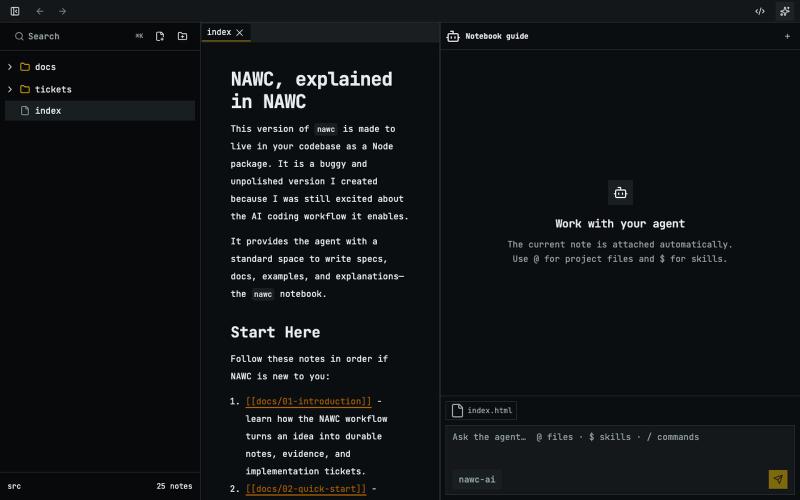 NAWC - A notebook for your agents — screenshot