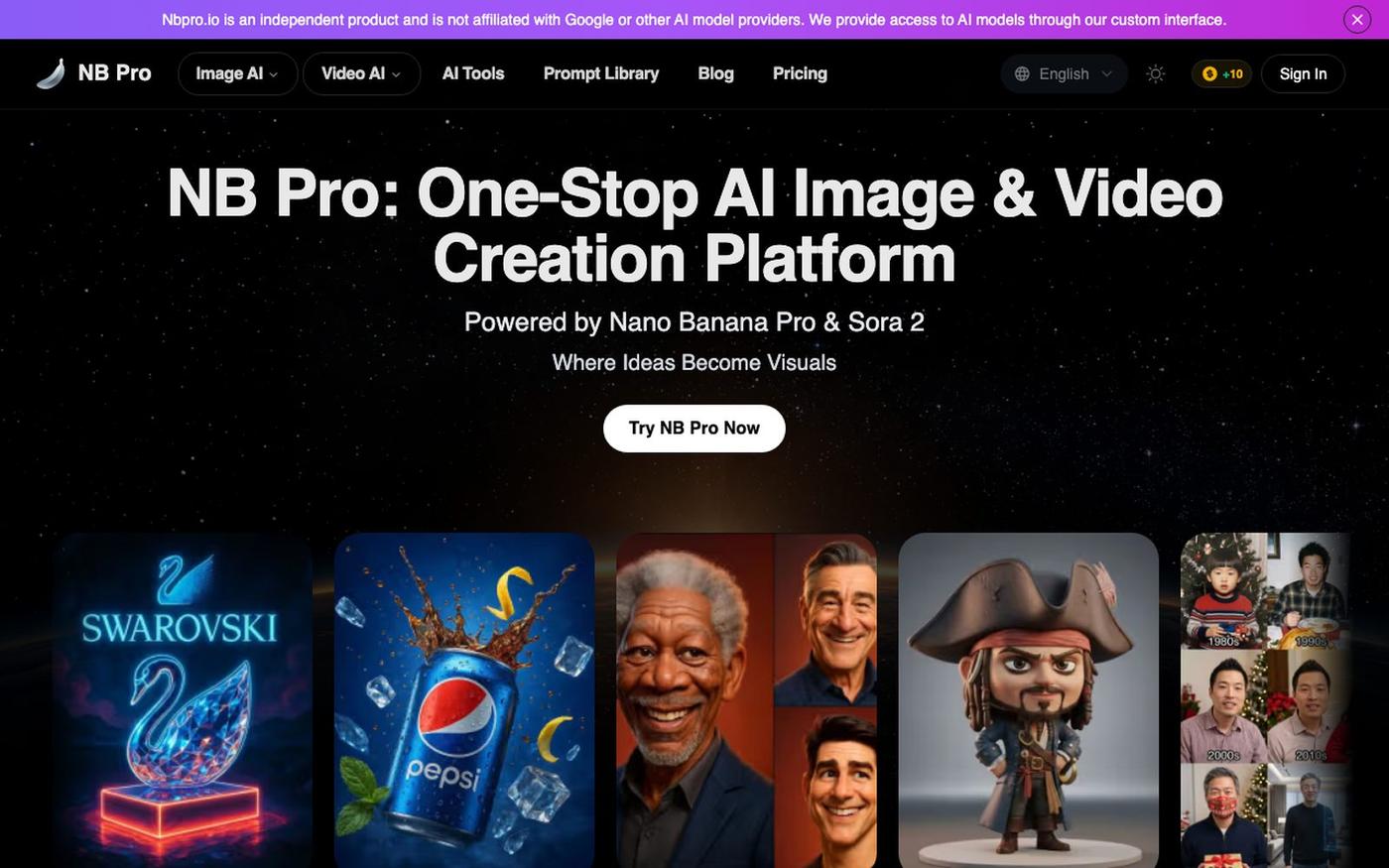 NB Pro: Free All-in-One AI Image & Video Generator — screenshot