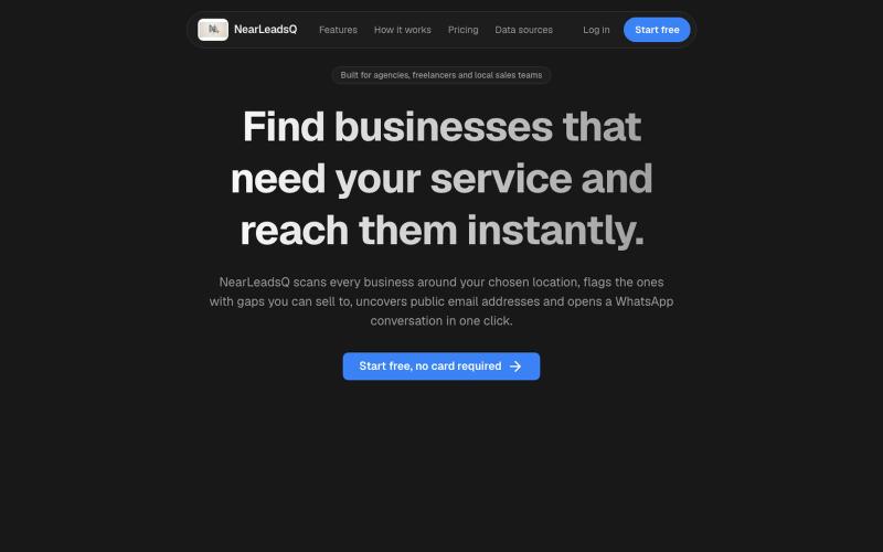 NearLeadsQ — Find local businesses missing websites, emails | NearLeadsQ — screenshot
