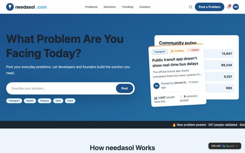needasol.com — Real Problems. Real Solutions. — screenshot