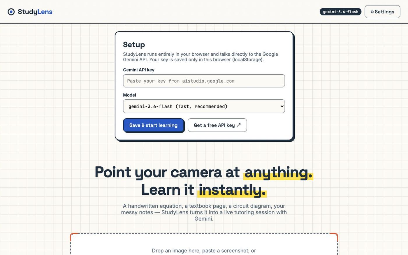 StudyLens — Point. Snap. Learn. — screenshot