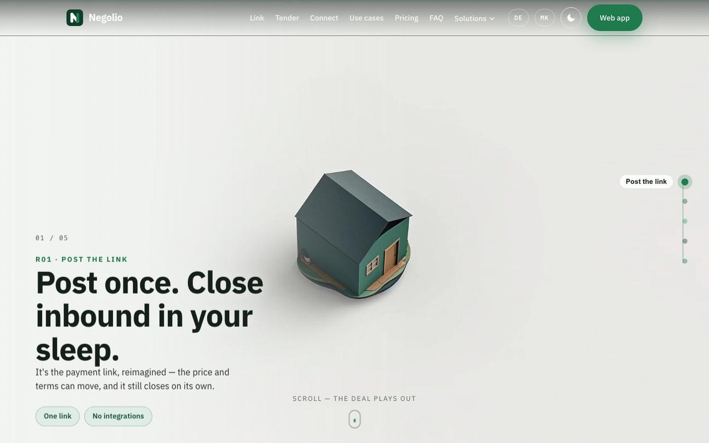 Negolio — your inbound deals, negotiated and closed without the inbox — screenshot