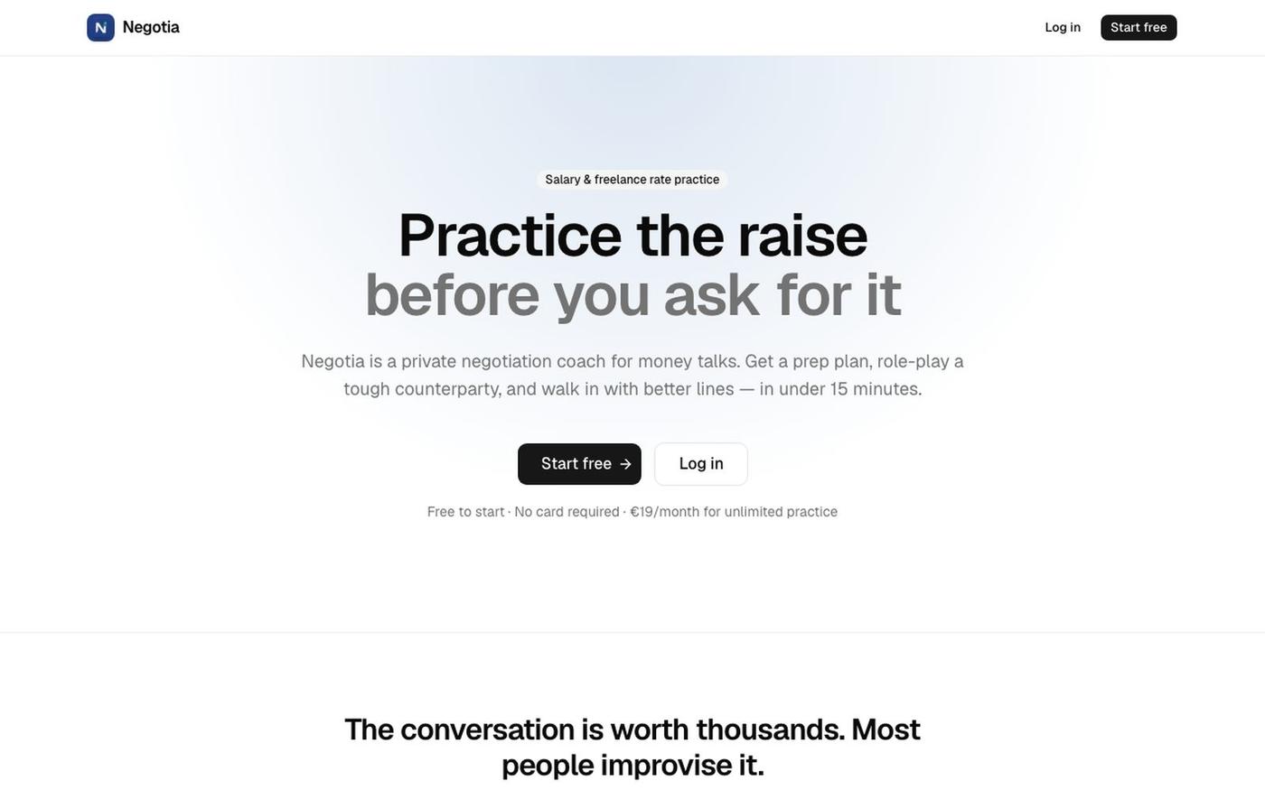 Negotia — Practice the raise before you ask — screenshot