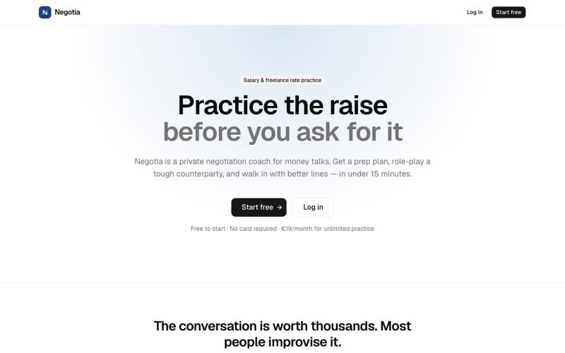 Negotia — Practice the raise before you ask — screenshot