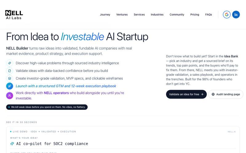 NELL Builder — AI Startup Launchpad — screenshot