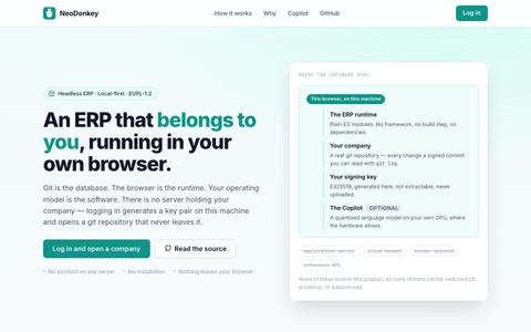 NeoDonkey — the ERP that runs in your browser and belongs to you — screenshot