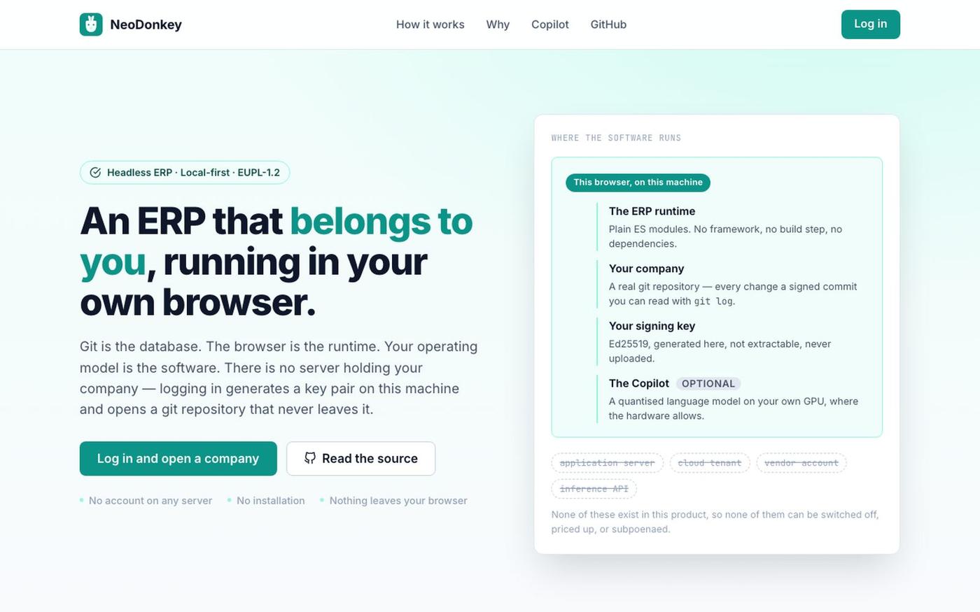 NeoDonkey — the ERP that runs in your browser and belongs to you — screenshot