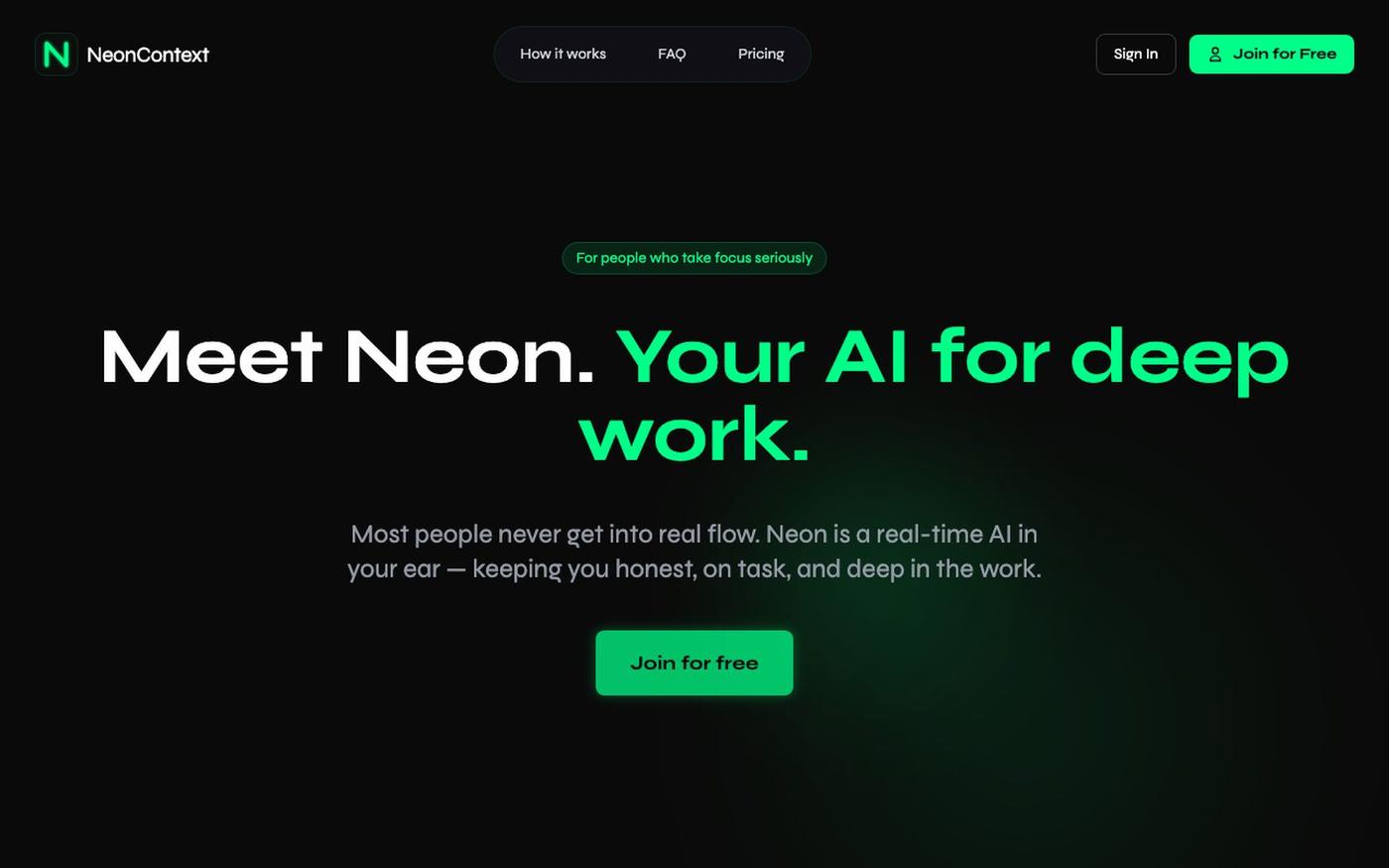 NeonContext — AI Coach for Deep Work — screenshot