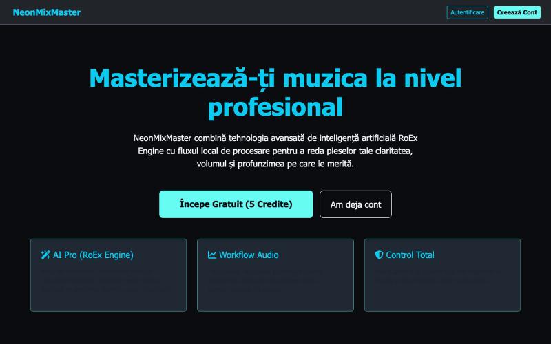 NeonMixMaster - Platformă Profesională de Masterizare Audio — screenshot