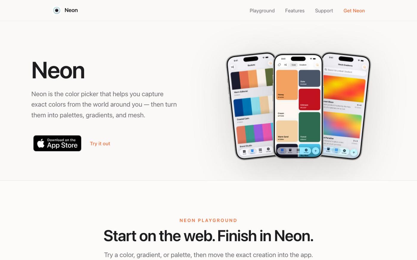 Neon: Color Picker & Palette — Camera Capture, Mesh, Widgets — screenshot