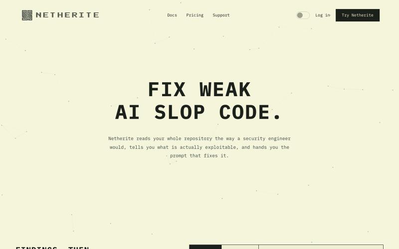 AI Code Security Scanner for Any Codebase — Netherite — screenshot