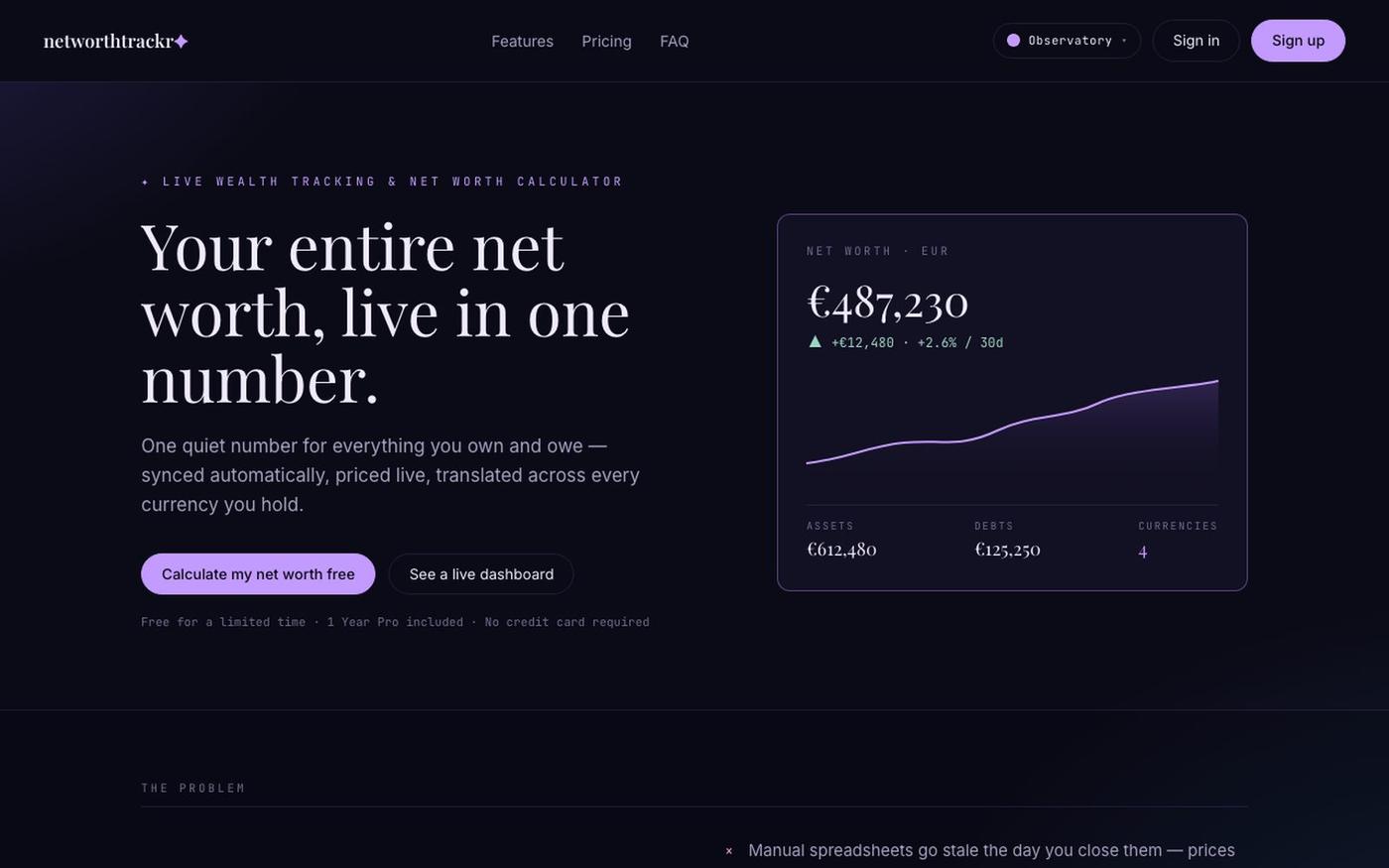 NetWorthTrackr — Calculate & Track Your Net Worth Live — screenshot