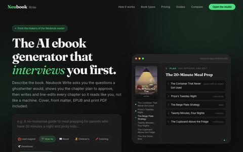 AI Ebook Generator That Doesn't Sound Like AI | Neubook Write — screenshot