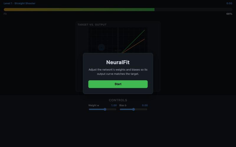 NeuralFit — a curve-fitting game — screenshot