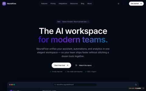 NeuralFlow AI — The AI workspace for modern teams — screenshot
