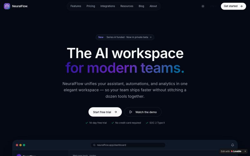 NeuralFlow AI — The AI workspace for modern teams — screenshot